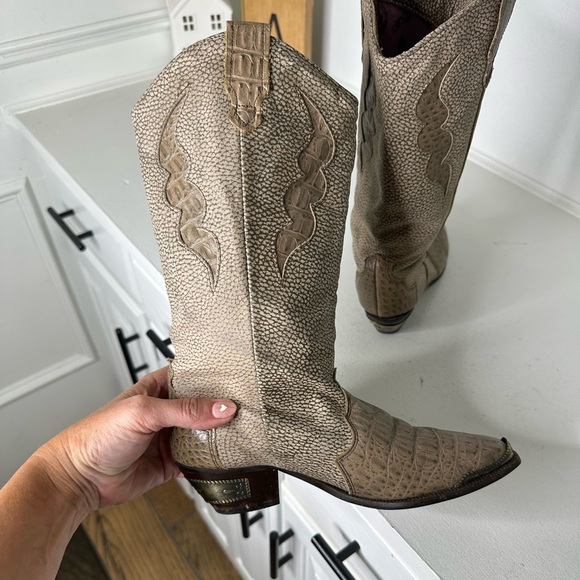 Vintage Dingo Women’s Cowboy Boots Tan Size 6 – Exotic Print Western Leather - Picture 7 of 9